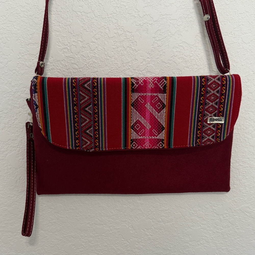 Chic Red Patterned Shoulder Purse - image 1
